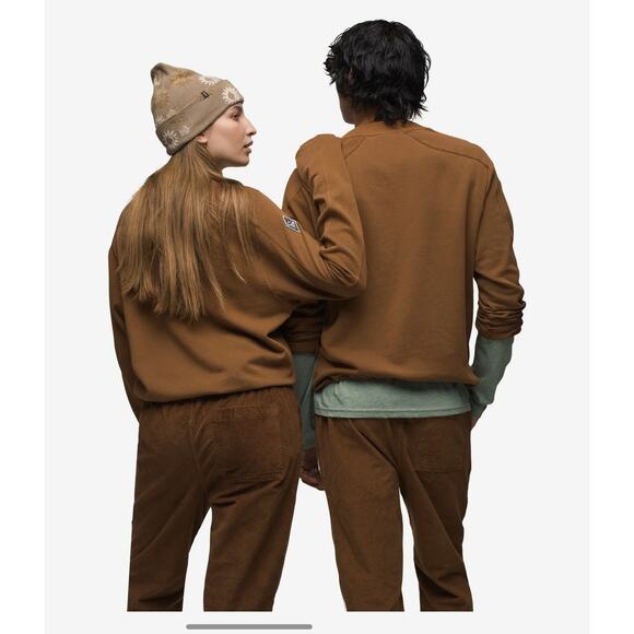 prAna Snakebite Sweatshirt XS Gender Neutral Sepia Brown Organic Cotton NWT - Picture 3 of 15